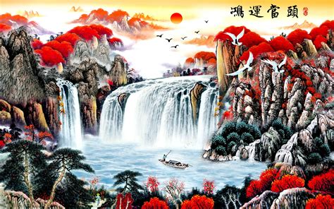 风水画|中国十大风水画鸿运当头山水画全面剖析